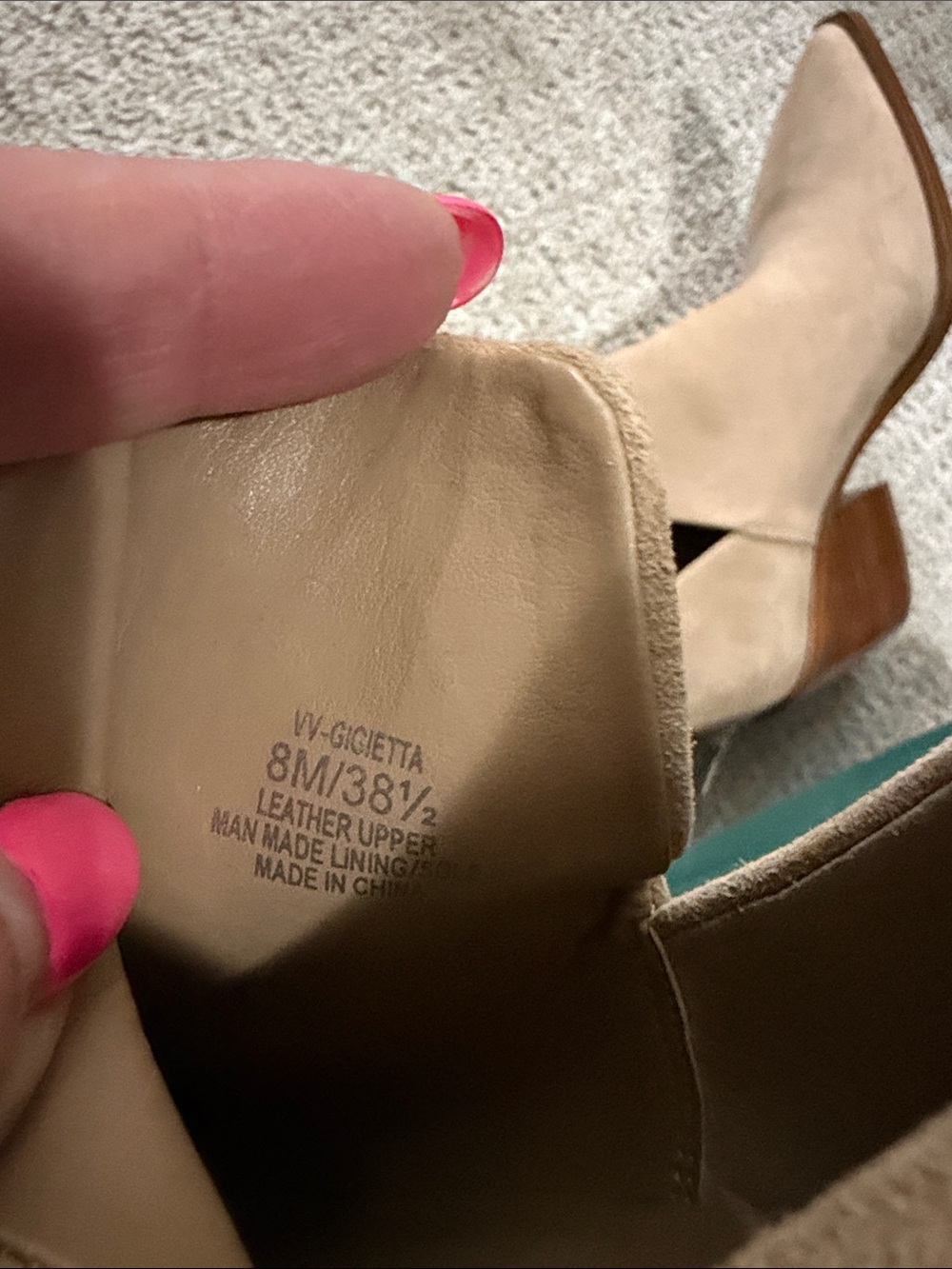 Vince Camuto Taupe Pointed Toe Suede Ankle Booties - Picture 3 of 5